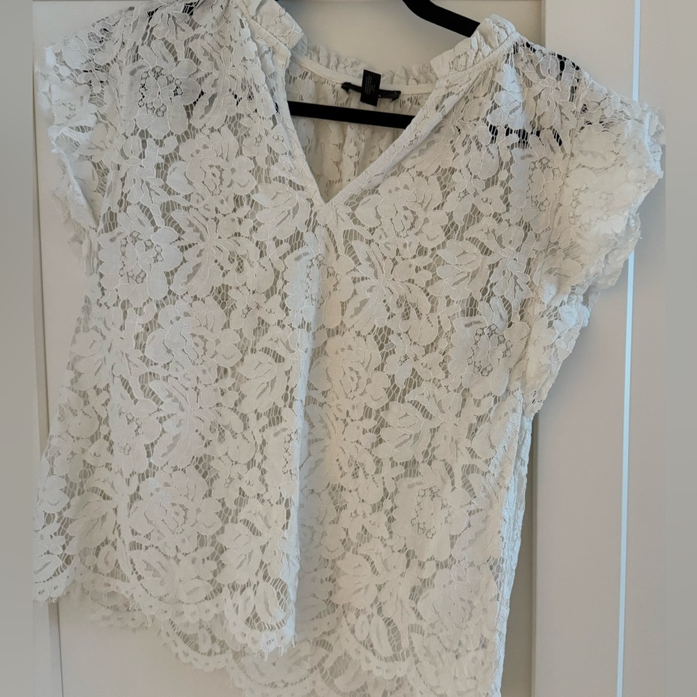Aqua White Lace Blouse